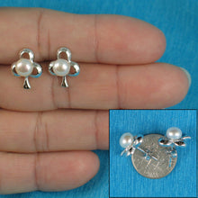 Load image into Gallery viewer, .925 Sterling Silver Clover Stud Earrings with White Pearl