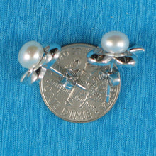 Load image into Gallery viewer, .925 Sterling Silver Clover Stud Earrings with White Pearl