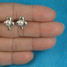 Load image into Gallery viewer, .925 Sterling Silver Clover Stud Earrings with White Pearl