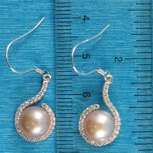 Sterling Silver Pink Pearl 58 CZ Hook Earrings