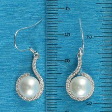 Load image into Gallery viewer, Sterling Silver White Pearl 58 CZ Hook Earrings