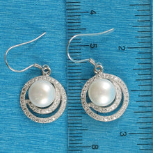 Load image into Gallery viewer, Sterling Silver White Pearl 48 CZ Hook Earrings