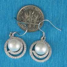 Load image into Gallery viewer, Sterling Silver White Pearl 48 CZ Hook Earrings