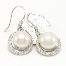 Load image into Gallery viewer, Sterling Silver White Pearl 48 CZ Hook Earrings