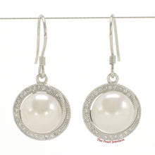 Load image into Gallery viewer, Sterling Silver Pink Pearl 48 CZ Hook Earrings