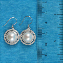 Load image into Gallery viewer, Sterling Silver White Pearl CZ Double Circle Hook Earrings