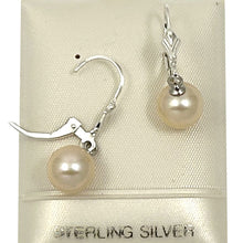Load image into Gallery viewer, Sterling Silver 8–8.5mm Peach Pearl Fleur De Lis Leverback Earrings
