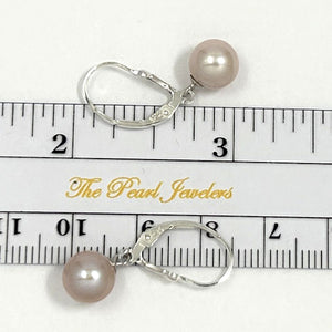 Sterling Silver 8–8.5mm Pink Pearl Fleur De Lis Leverback Earrings