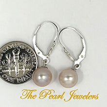 Load image into Gallery viewer, Sterling Silver 8–8.5mm Pink Pearl Fleur De Lis Leverback Earrings