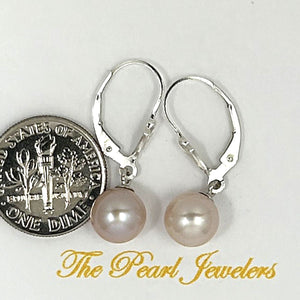 Sterling Silver 8–8.5mm Pink Pearl Fleur De Lis Leverback Earrings