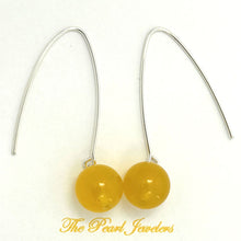 Load image into Gallery viewer, Sterling Silver Golden Agate V-Shaped Wire Dangle Earrings