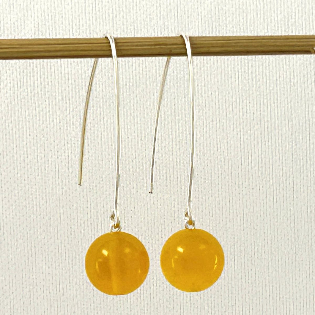 Sterling Silver Golden Agate V-Shaped Wire Dangle Earrings