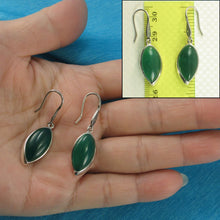 Load image into Gallery viewer, Sterling Silver Green Agate Marquise Hook Earrings