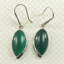 Load image into Gallery viewer, Sterling Silver Green Agate Marquise Hook Earrings