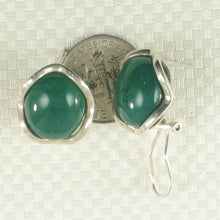 Load image into Gallery viewer, Sterling Silver Green Agate Oval Omega Back Earrings