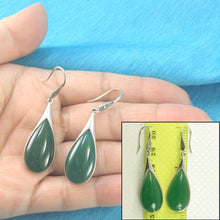 Load image into Gallery viewer, Sterling Silver Green Agate Raindrop Hook Earrings