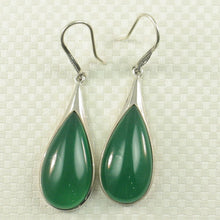 Load image into Gallery viewer, Sterling Silver Green Agate Raindrop Hook Earrings