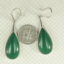 Load image into Gallery viewer, Sterling Silver Green Agate Raindrop Hook Earrings