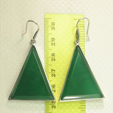 Load image into Gallery viewer, Sterling Silver Green Agate Triangle Hook Earrings