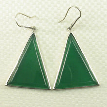 Load image into Gallery viewer, Sterling Silver Green Agate Triangle Hook Earrings