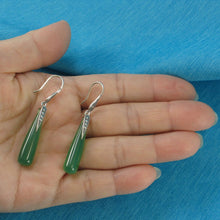 Load image into Gallery viewer, Sterling Silver Green Agate Tube Hook Earrings