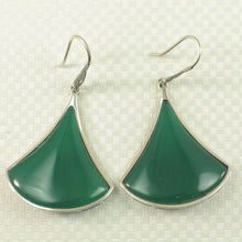 Load image into Gallery viewer, Sterling Silver Green Agate Unique Hook Earrings
