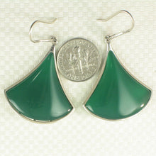 Load image into Gallery viewer, Sterling Silver Green Agate Unique Hook Earrings