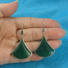 Load image into Gallery viewer, Sterling Silver Green Agate Unique Hook Earrings