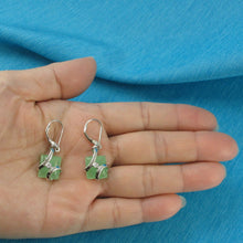 Load image into Gallery viewer, Sterling Silver Green Jade &amp; Cubic Zirconia Leverback Earrings