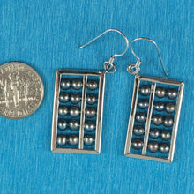 Load image into Gallery viewer, Sterling Silver Abacus Earrings – Black Pearl Handcrafted Dangle