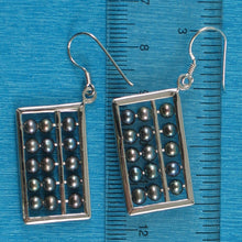 Load image into Gallery viewer, Sterling Silver Abacus Earrings – Black Pearl Handcrafted Dangle