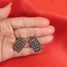 Load image into Gallery viewer, Sterling Silver Abacus Earrings – Black Pearl Handcrafted Dangle