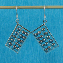 Load image into Gallery viewer, Sterling Silver Abacus Earrings – Black Pearl Handcrafted Dangle