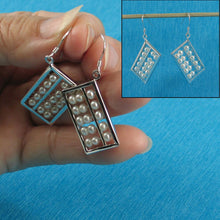 Load image into Gallery viewer, Sterling Silver Abacus Earrings – White Pearl Handcrafted Dangle
