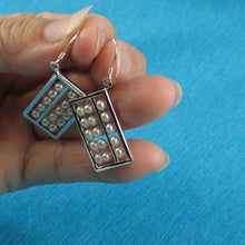 Load image into Gallery viewer, Sterling Silver Abacus Earrings – White Pearl Handcrafted Dangle