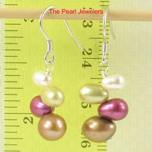 Load image into Gallery viewer, Sterling Silver Multicolor Rice Pearl Earrings – Chocolate Accent