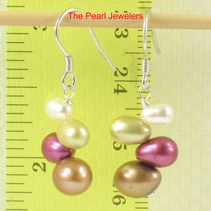 Sterling Silver Rainbow Rice Pearl Hook Earrings