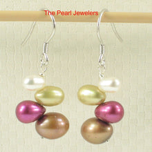 Load image into Gallery viewer, Sterling Silver Multicolor Rice Pearl Earrings – Chocolate Accent