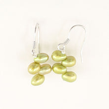 Load image into Gallery viewer, Sterling Silver Green Rice Pearl Earrings – Handcrafted Drop