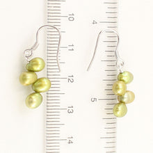 Load image into Gallery viewer, Sterling Silver Green Rice Pearl Earrings – Handcrafted Drop