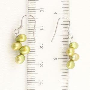 Sterling Silver Green Rice Pearl Earrings – Handcrafted Drop