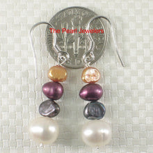 Load image into Gallery viewer, Sterling Silver Mixed Pearl Hook Earrings (Handcrafted 3-Piece Dangles)