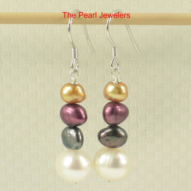 Sterling Silver Hook Earrings with Mixed Pearls