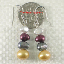 Load image into Gallery viewer, Sterling Silver Mixed Pearl Hook Earrings (Handcrafted 3-Piece Dangles)