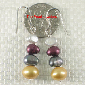 Sterling Silver Mixed Pearl Hook Earrings (Handcrafted 3-Piece Dangles)