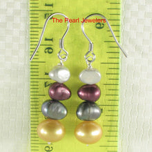 Load image into Gallery viewer, Sterling Silver Mixed Pearl Hook Earrings (Handcrafted 3-Piece Dangles)