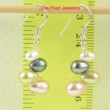 Load image into Gallery viewer, Sterling Silver Rainbow Rice Pearl Hook Earrings