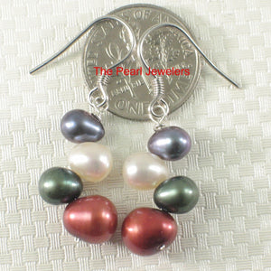 Sterling Silver Rainbow Rice Pearl Hook Earrings