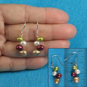 Sterling Silver Rainbow Pearl Hook Earrings – Chocolate Accent