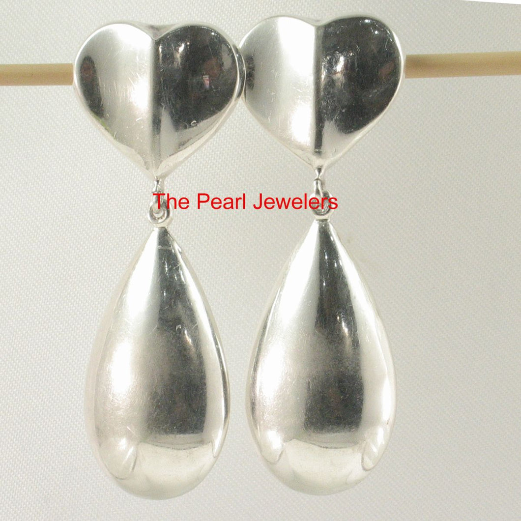 Sterling Silver Dangle Heart & Raindrop Earrings